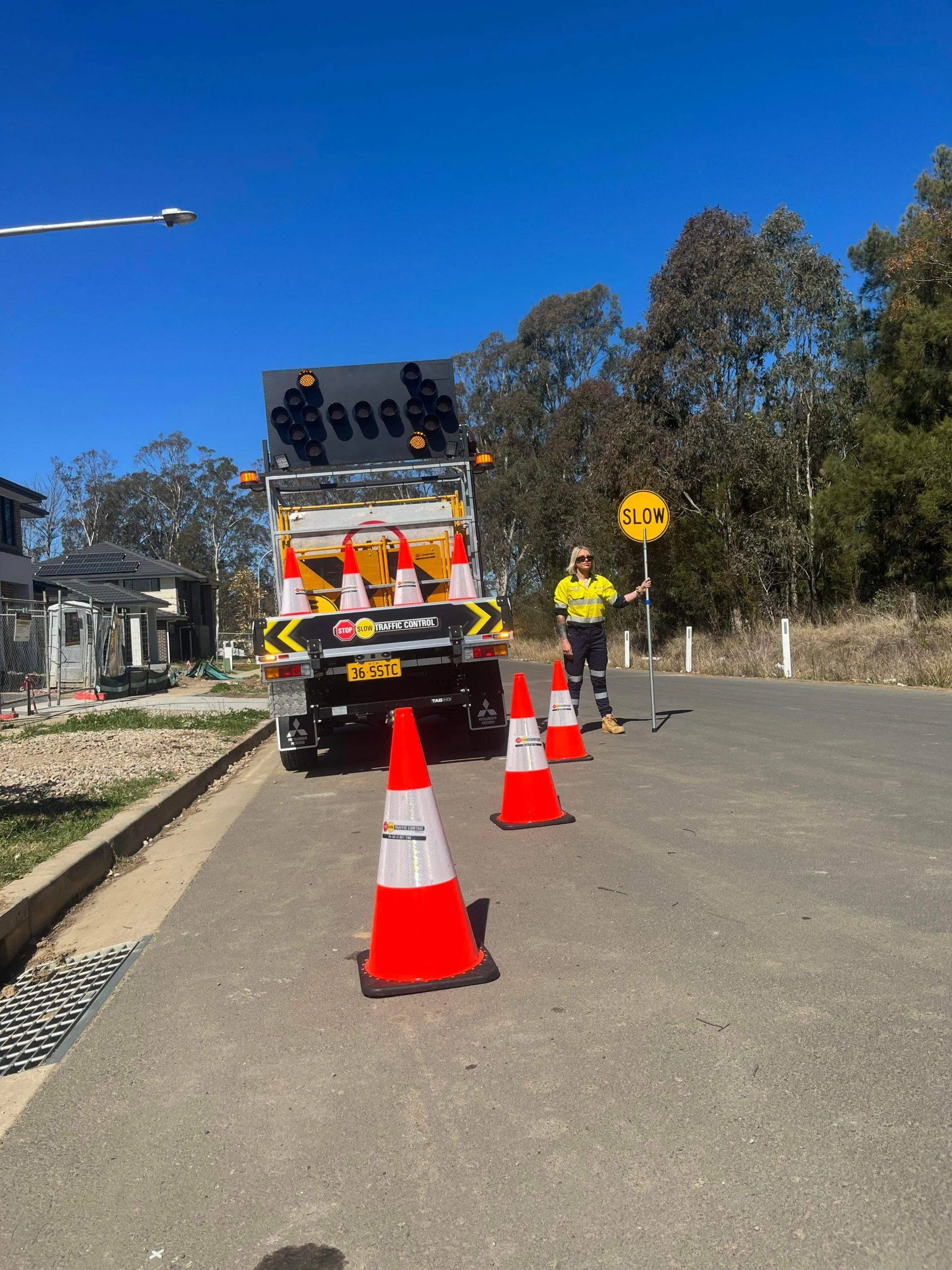 SSTC arrow-board truck at the end of a cone taper