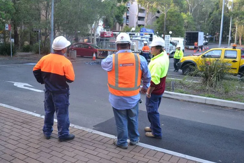 Visionstream and SSTC crew on site with a crane truck